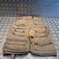 gilet de reporter journaliste peche randonne idaho  taille s kaki 1202 14 poches sans manches