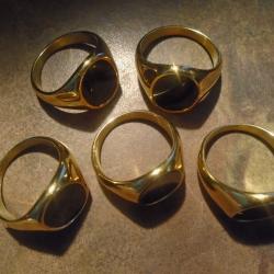 BAGUES MILITAIRE ONYX NOIR LOT DE 5