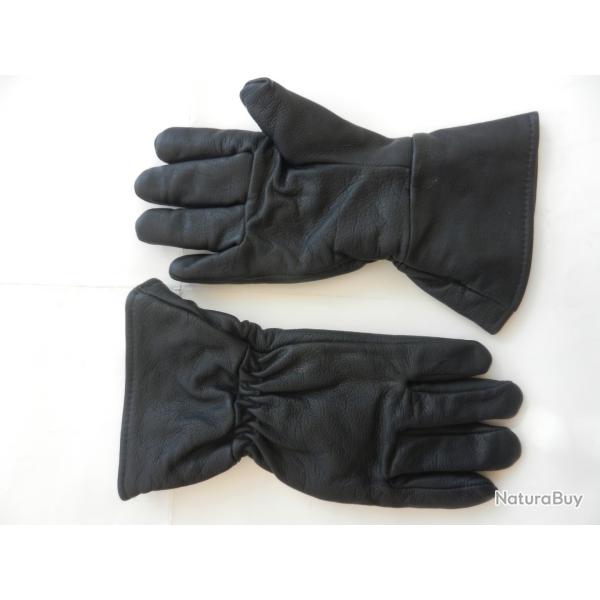 paire de gants militaires fourrs en cuir noir taille 8