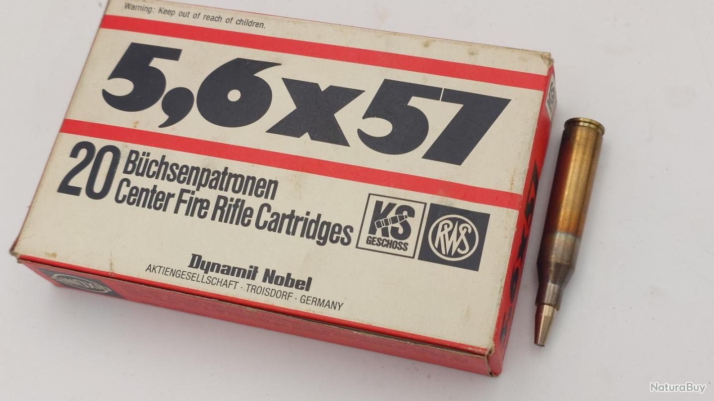 5,6X57 BOITE DE 20 CARTOUCHES RWS CALIBRE 5.6 X 57 4.8g / 74grains ...