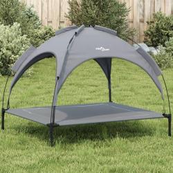 Lit pour chien avec auvent anthracite tissu Oxford et acier alsavelo