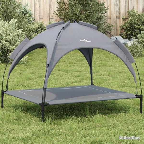Lit pour chien avec auvent anthracite tissu Oxford et acier alsavelo