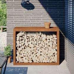 Étagère à bois 100x40x80 cm acier résistant aux intempéries alsavelo