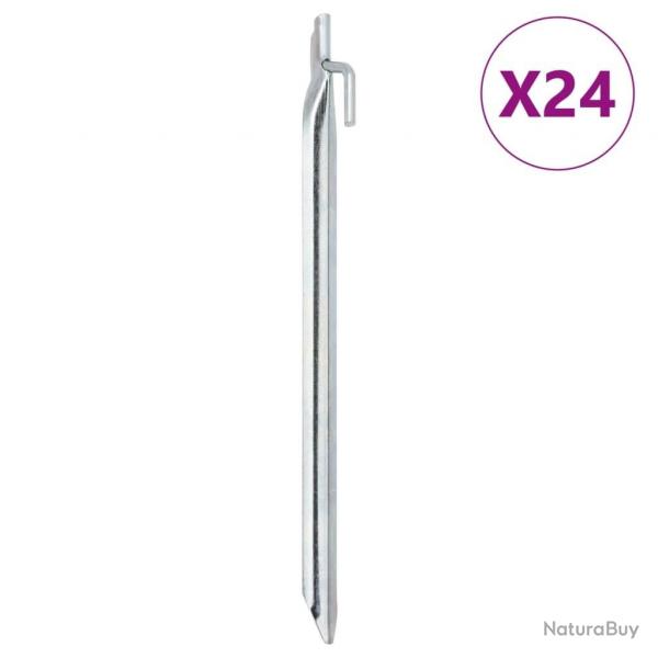 Piquets de tente 24 pcs forme de V 29,5cm 20mm acier galvanis alsavelo