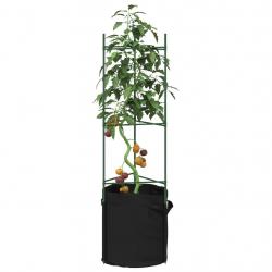 Cages à tomates avec sacs à plantes 8 pcs 116 cm acier et PP alsavelo