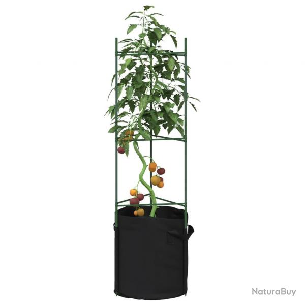 Cages  tomates avec sacs  plantes 8 pcs 116 cm acier et PP alsavelo