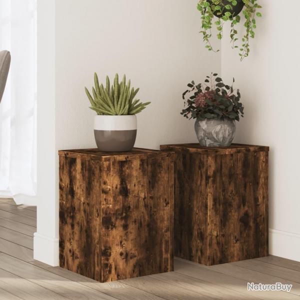 Supports pour plantes 2 pcs chne fum bois d'ingnierie