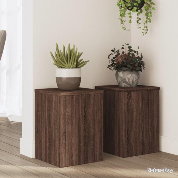Supports pour plantes 2 pcs chne marron bois d'ingnierie