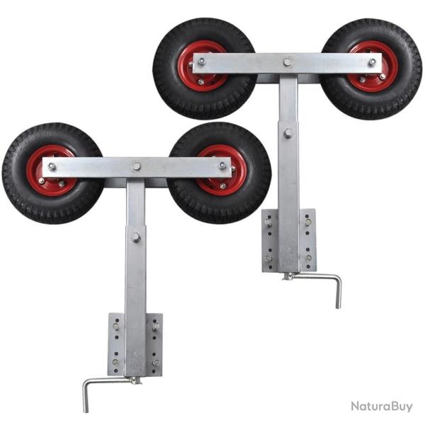 Set de 2 supports  double roue inclinable remorque  bateau