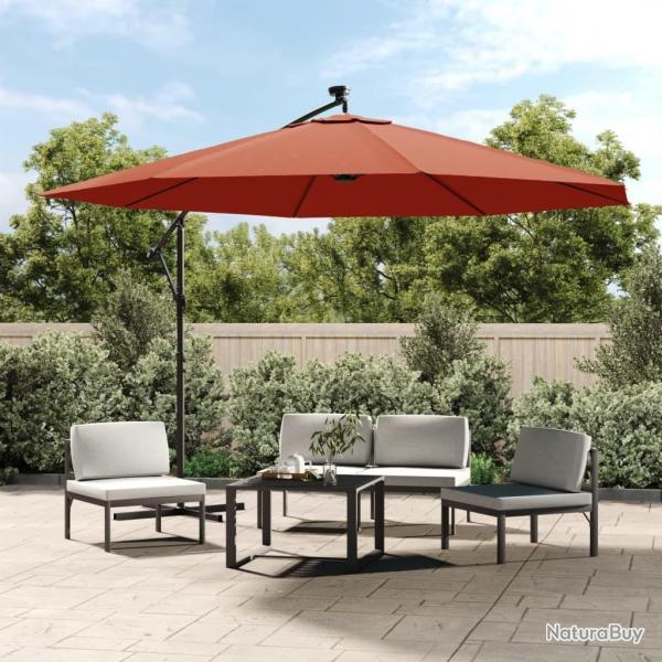 Parasol de jardin en porte--faux avec lumires LED terre cuite