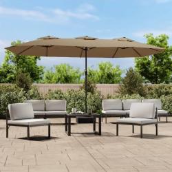 Parasol de jardin à double tête avec LED taupe 449x245 cm