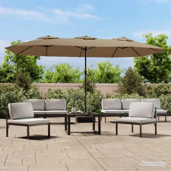 Parasol de jardin  double tte avec LED taupe 449x245 cm
