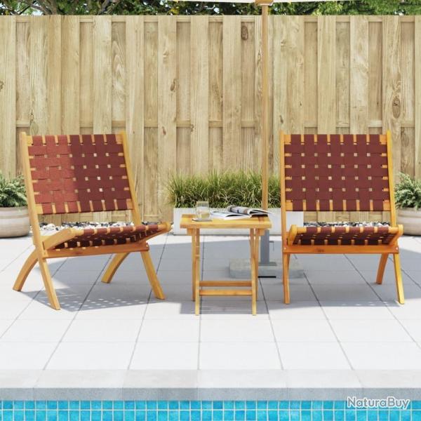 Chaises de jardin pliantes lot de 2 bois d'acacia solide tissu