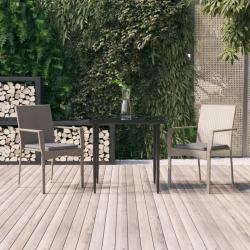 Ensemble à manger jardin 3pcs avec coussins noir et gris