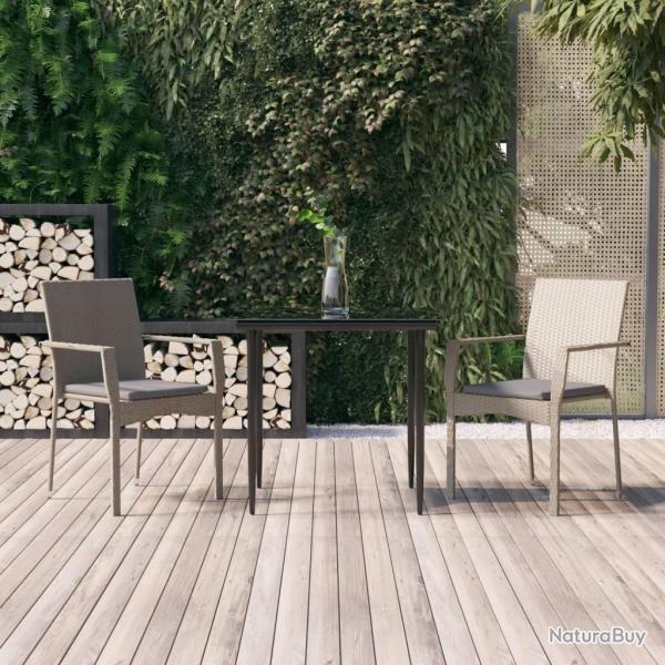 Ensemble  manger jardin 3pcs avec coussins noir et gris