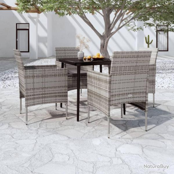 Ensemble  manger de jardin et coussins 5pcs Gris/noir