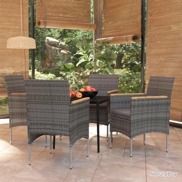 Ensemble  manger de jardin et coussins 5pcs Gris/noir