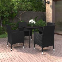 Ensemble à manger de jardin coussins 5 pcs Résine tressée Verre