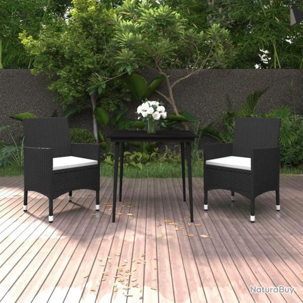 Ensemble  manger de jardin coussins 3 pcs Rsine tresse Verre