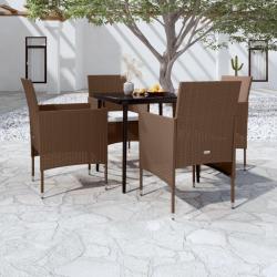 Ensemble à manger de jardin coussins 5 pcs Marron/noir