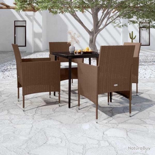 Ensemble  manger de jardin coussins 5 pcs Marron/noir