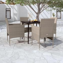Ensemble à manger de jardin coussins 5 pcs Beige/noir
