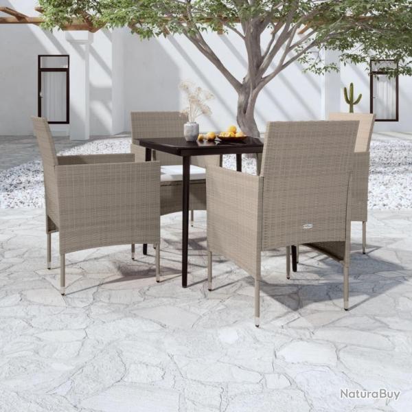 Ensemble  manger de jardin coussins 5 pcs Beige/noir