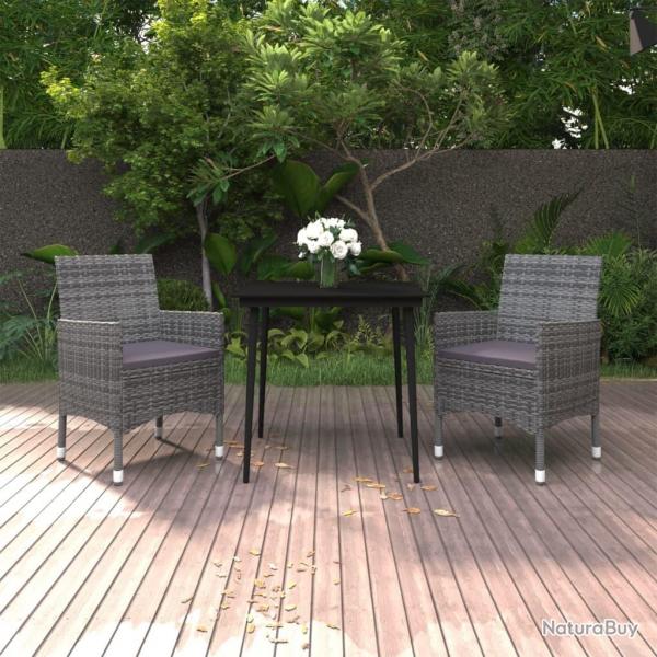 Ensemble  manger de jardin coussins 3 pcs Rsine tresse Verre