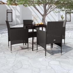 Ensemble à manger de jardin avec coussins 5 pcs Noir