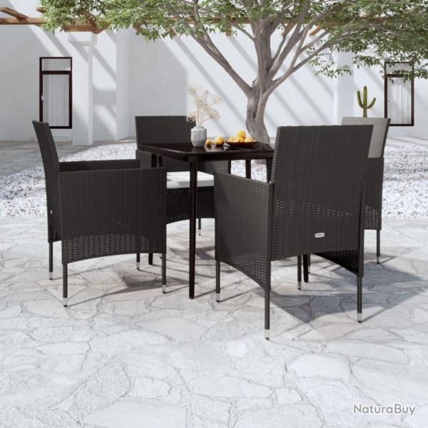Ensemble  manger de jardin avec coussins 5 pcs Noir