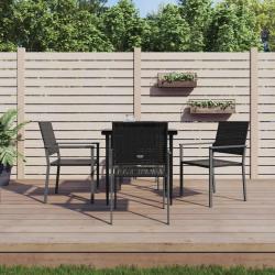 Ensemble à manger de jardin 5 pcs résine tressée acier