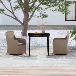 Ensemble à manger de jardin avec coussins 3 pcs marron