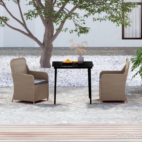 Ensemble  manger de jardin avec coussins 3 pcs marron