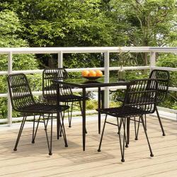 Ensemble à manger de jardin 5 pcs Noir Résine tressée