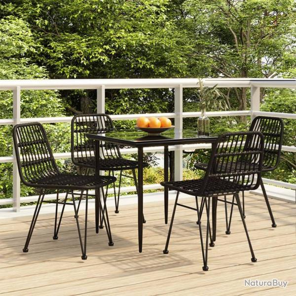 Ensemble  manger de jardin 5 pcs Noir Rsine tresse