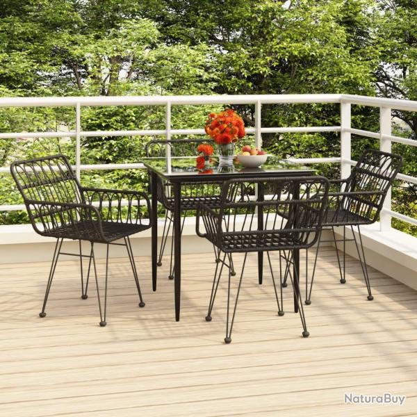 Ensemble  manger de jardin 5 pcs Noir Rsine tresse