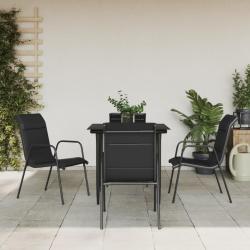 Ensemble à manger de jardin 5 pcs noir textilène et acier