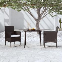Ensemble à manger de jardin avec coussins 3 pcs noir
