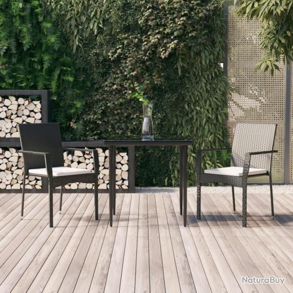 Ensemble  manger de jardin avec coussins 3 pcs Noir