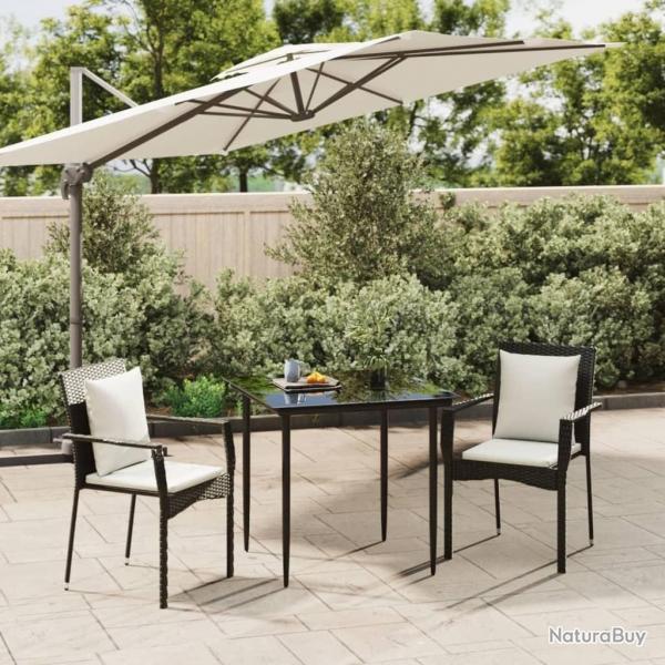 Ensemble  manger de jardin avec coussins 3 pcs Noir