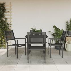 Ensemble à manger de jardin 5 pcs noir textilène et acier