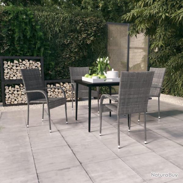 Ensemble  manger de jardin 5 pcs Gris et noir