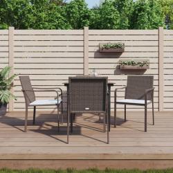 Ensemble à manger de jardin 5 pcs coussins résine tressée acier