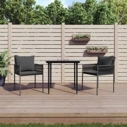 Ensemble à manger de jardin 3 pcs coussins résine tressée acier