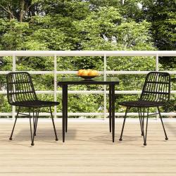 Ensemble à manger de jardin 3 pcs Noir Résine tressée