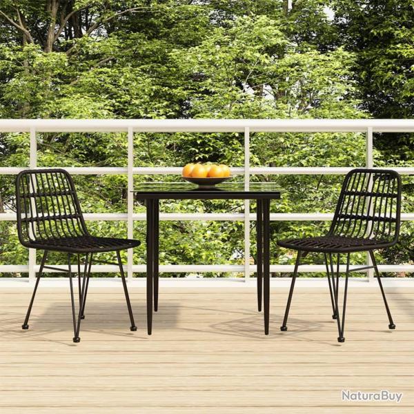Ensemble  manger de jardin 3 pcs Noir Rsine tresse