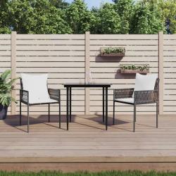 Ensemble à manger de jardin 3 pcs coussins résine tressée acier