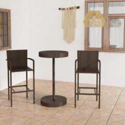 Ensemble de bar de jardin 3 pcs Résine tressée Marron