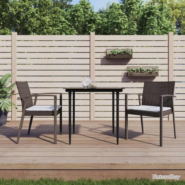 Ensemble  manger de jardin 3 pcs coussins rsine tresse acier