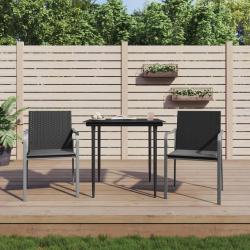 Ensemble à manger de jardin 3 pcs coussins résine tressée acier